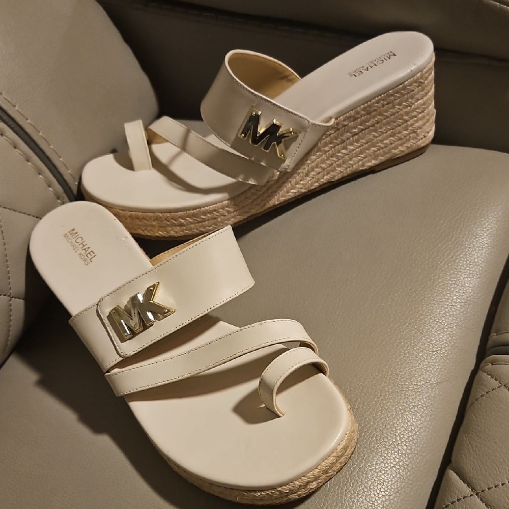 Michael Kors White Wedge Sandals